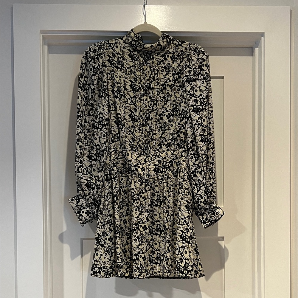 Floral Black and White Dress